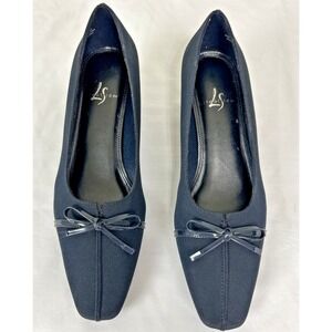 LifeStride Shoes 7M Joyous Navy Kitten Heels Bow Fabric‎ Y2K Preppy Elegant 90s